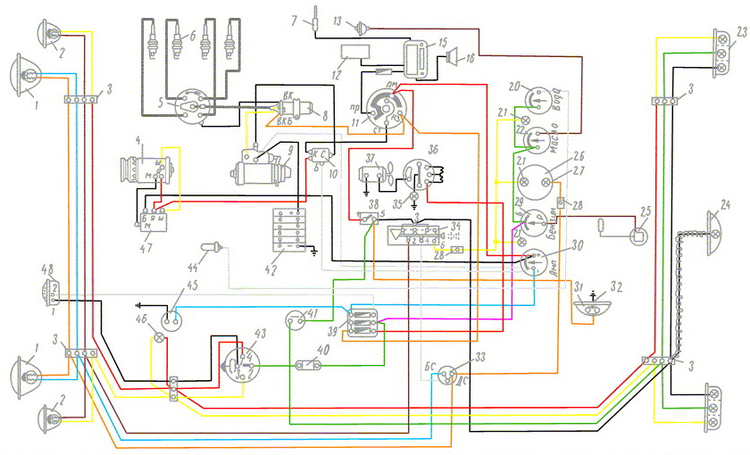 схема проводки москвич 407